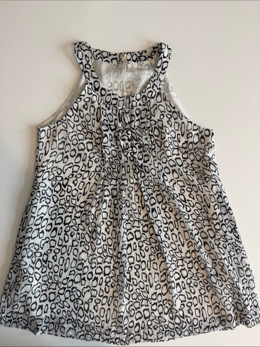 Lapis Black and White Leopard-Print Shell
